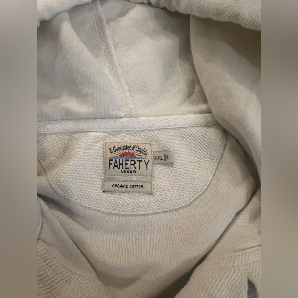 Faherty Biarritz hoodie White/cream Hoodie with Stripes size XXL - Picture 7 of 13